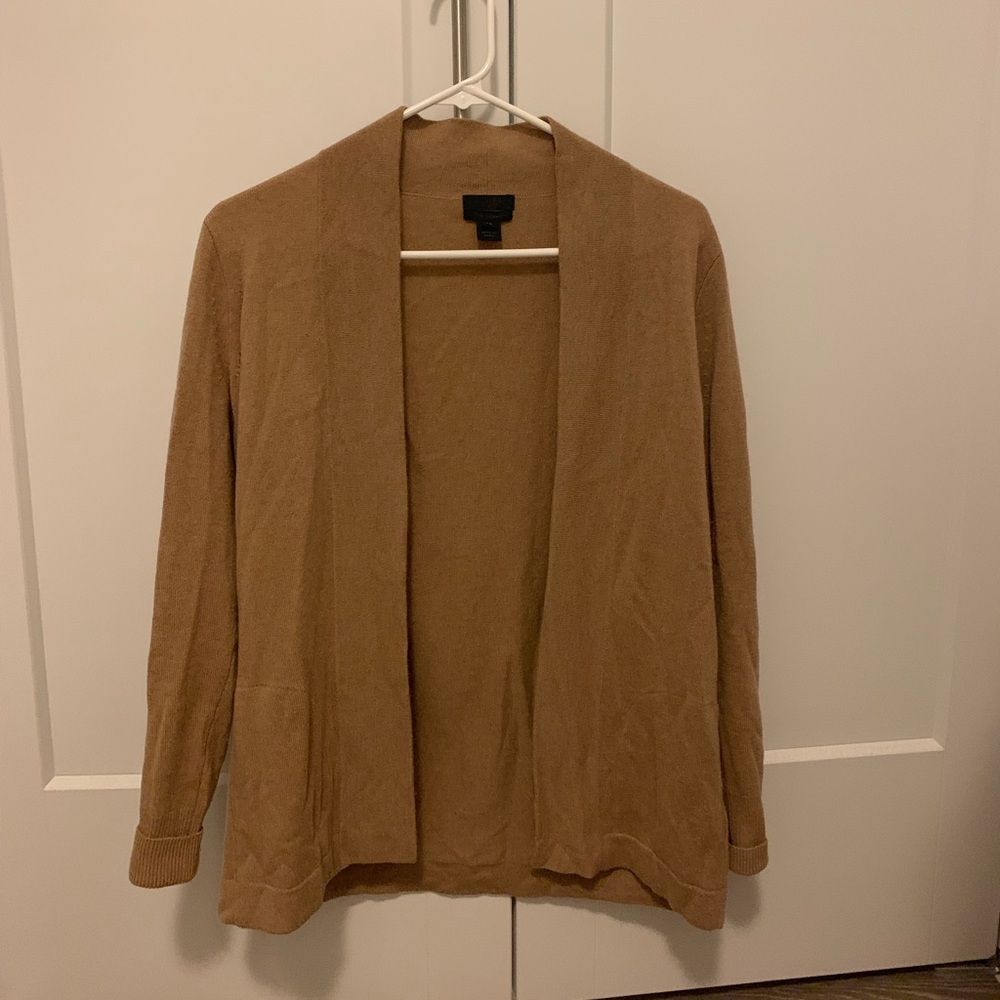 J Crew cashmere caramel open sweater